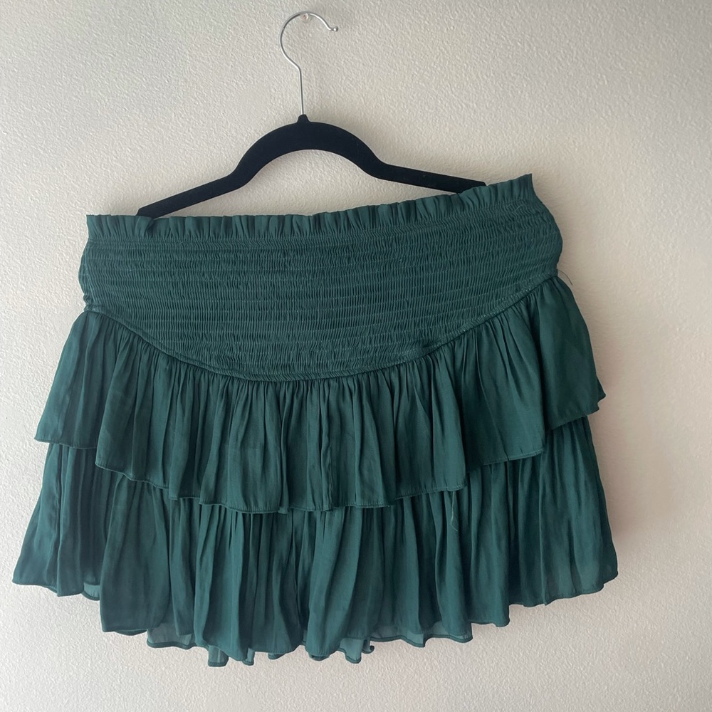Hunter green smocked ruffle skirt. Worn twice.